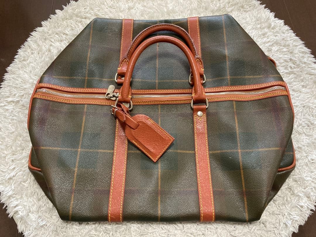 エトロ　ETRO レザー ボストンバッグ チェック柄