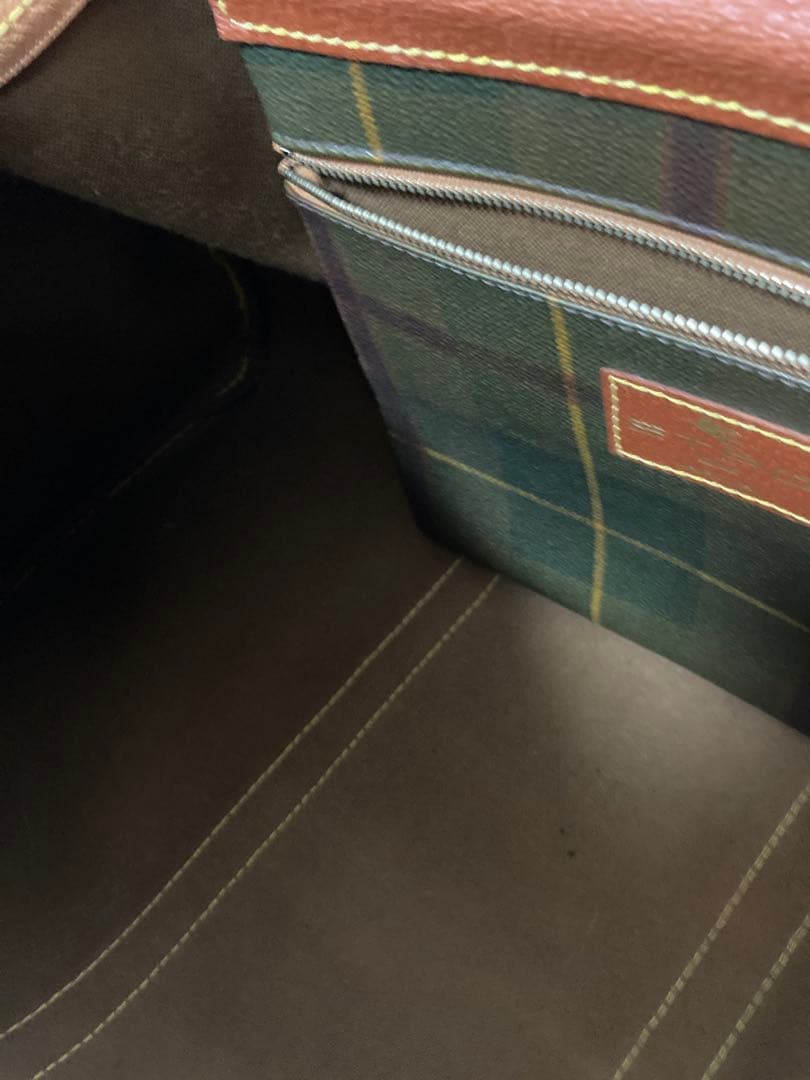 エトロ　ETRO レザー ボストンバッグ チェック柄