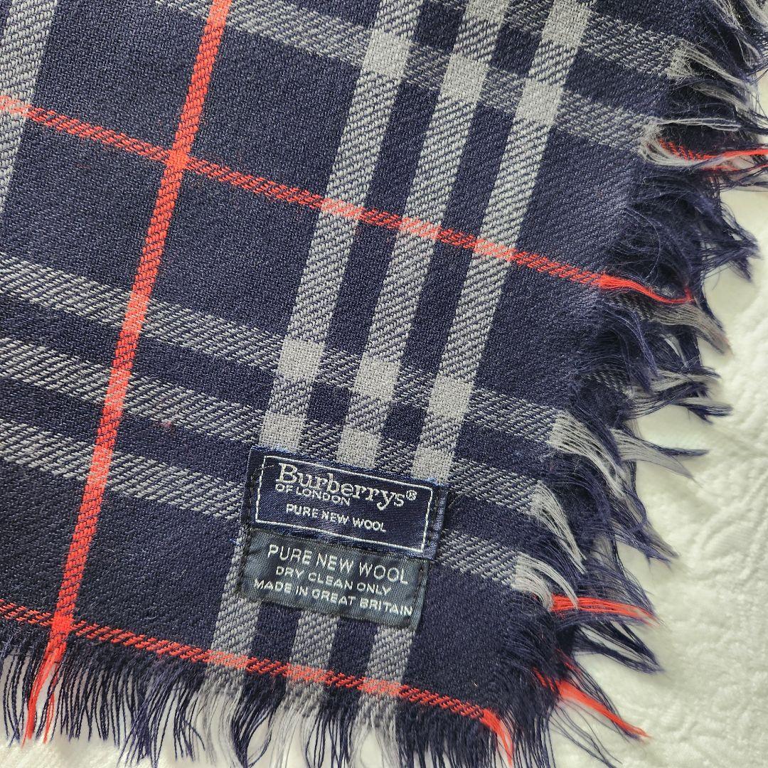 Burberry's ウール チェックストール ネイビー