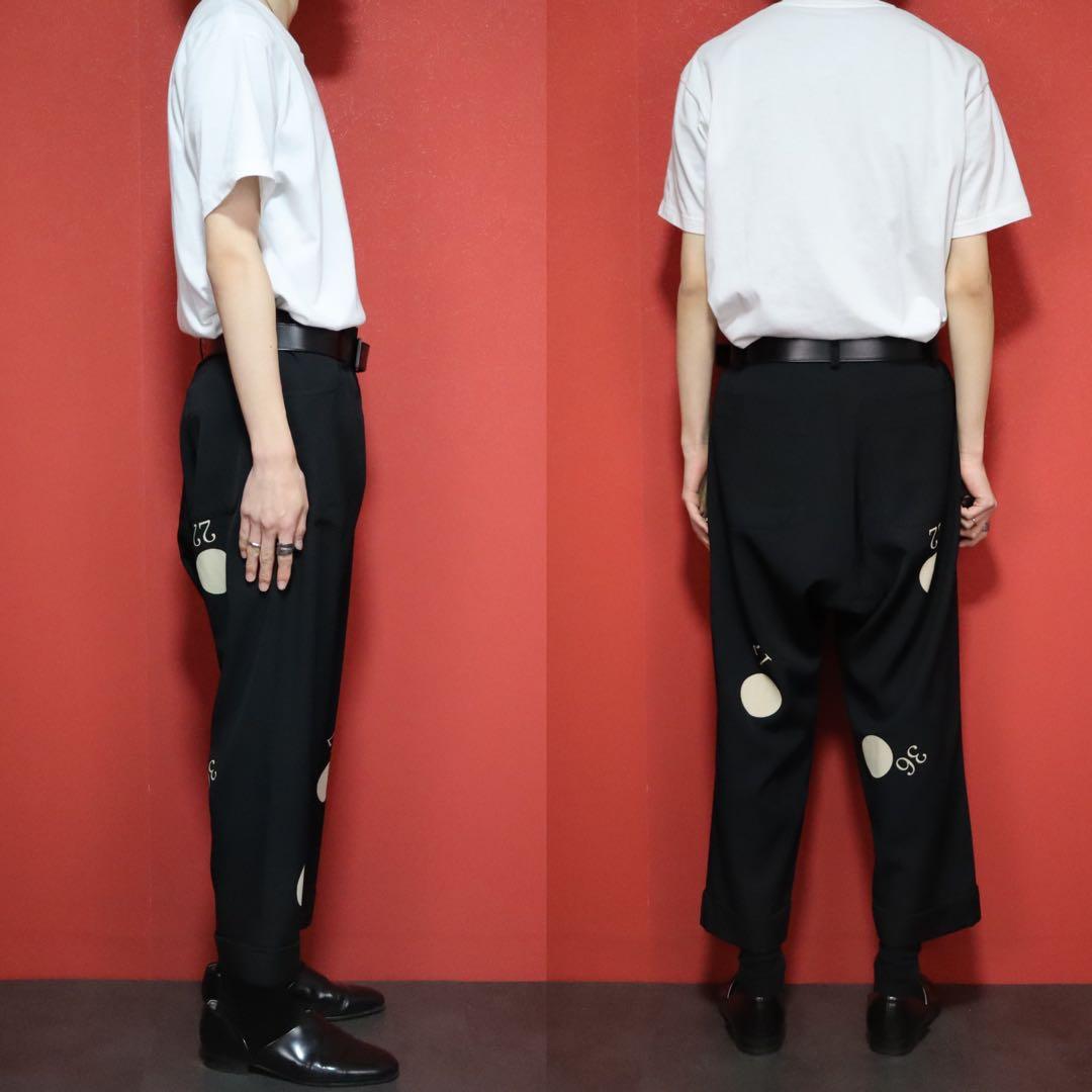 Yohji Yamamoto ドット＆ナンバー 非対称プリント デザインパンツ