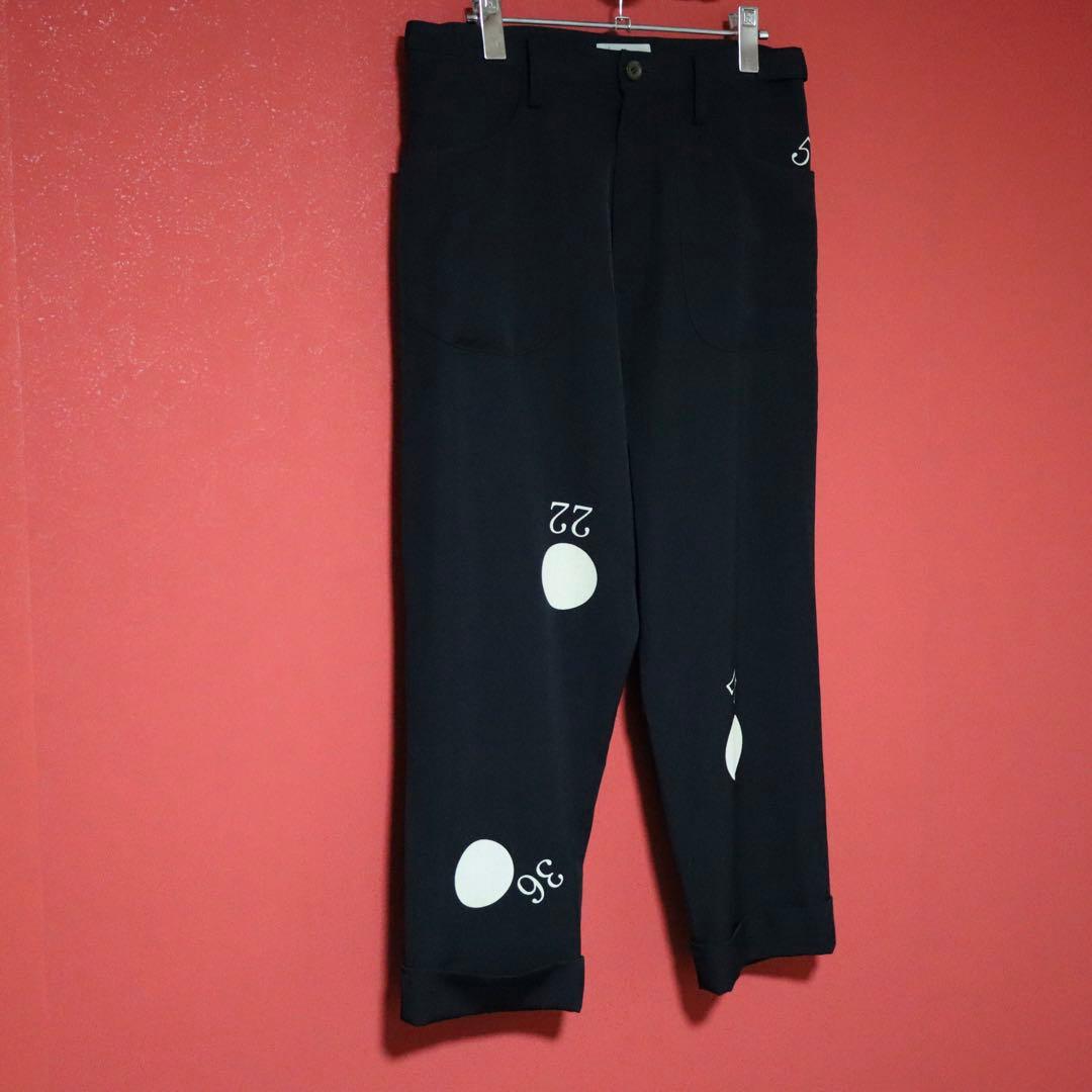 Yohji Yamamoto ドット＆ナンバー 非対称プリント デザインパンツ