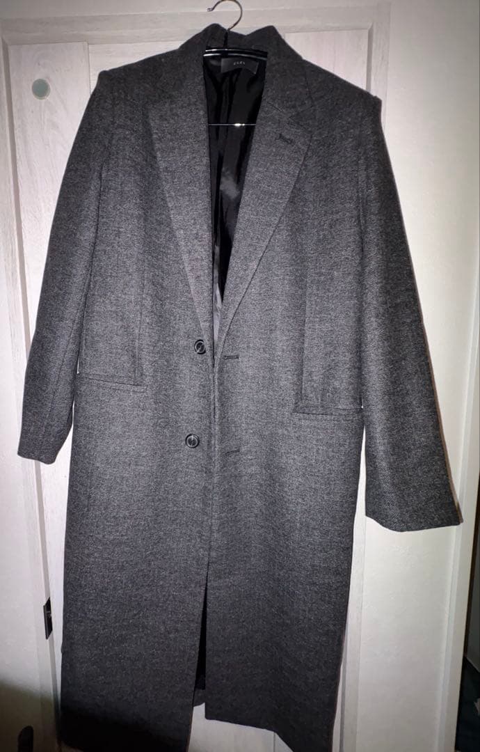 【CLEL】Wool Blend Herringbone Tweed Coat