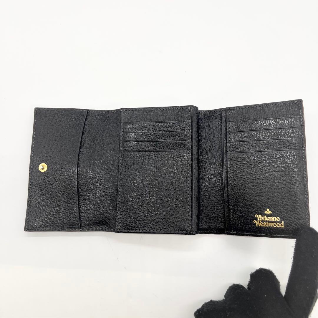 Vivienne Westwood　三つ折り財布　レザー　オーブ　がま口　黒