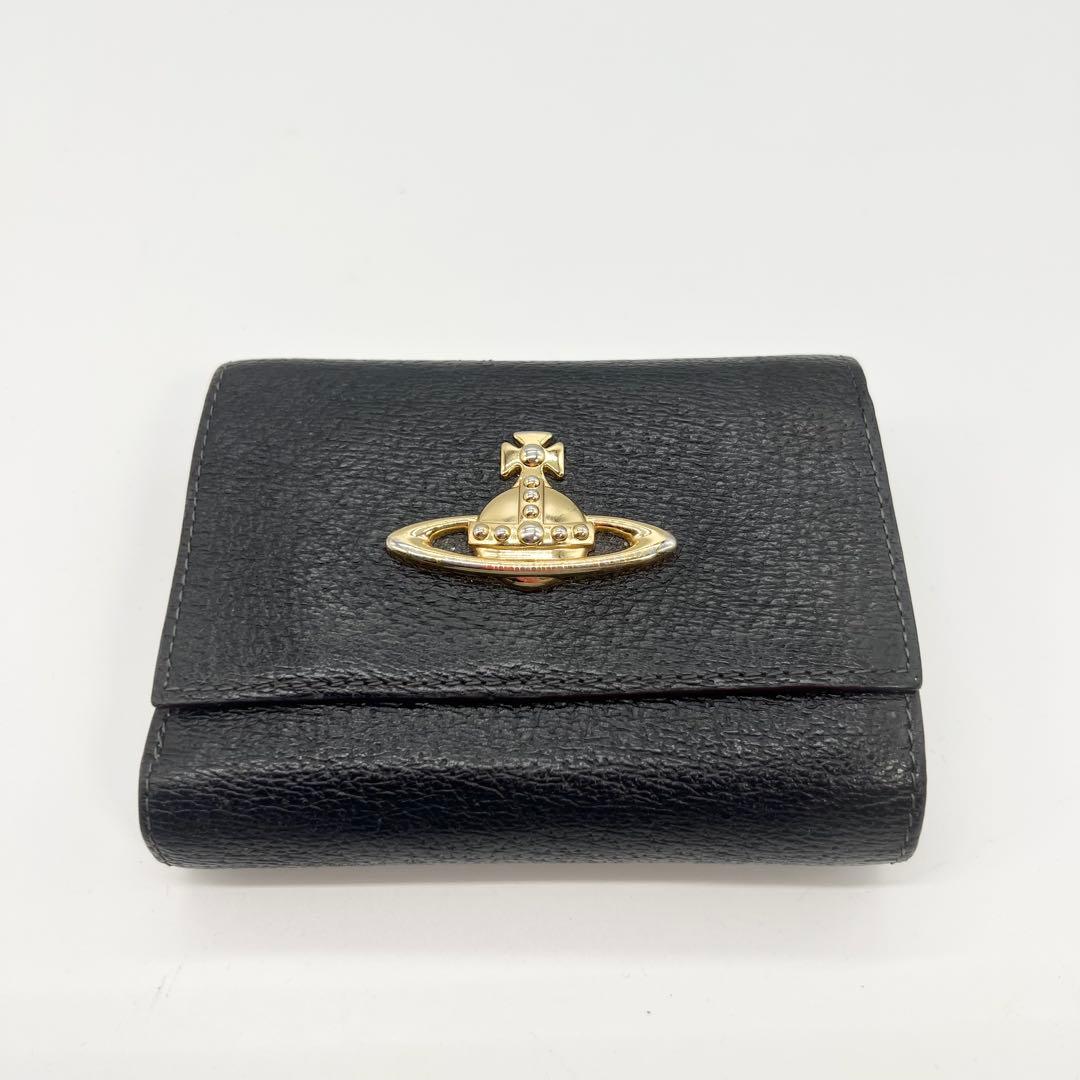 Vivienne Westwood　三つ折り財布　レザー　オーブ　がま口　黒