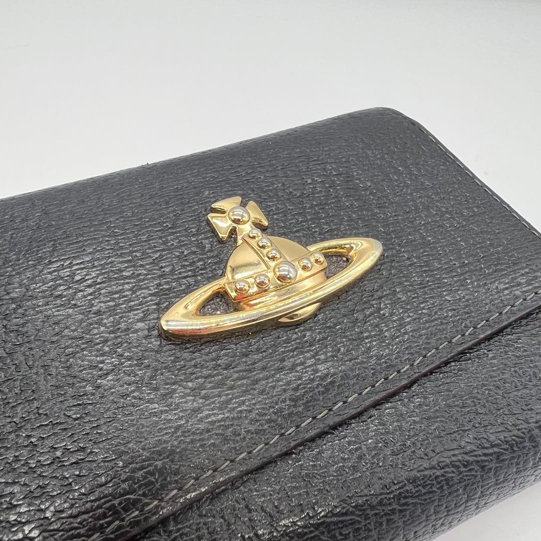 Vivienne Westwood　三つ折り財布　レザー　オーブ　がま口　黒