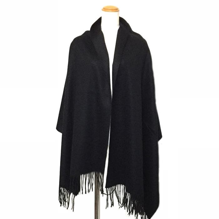 値下70㎝×200超大判 100% カシミヤストールマフラーBLK新品