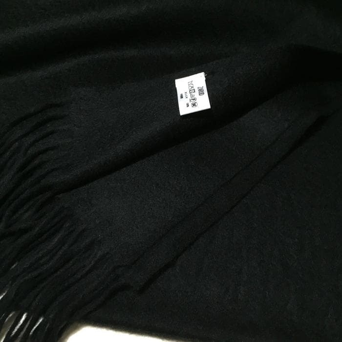 値下70㎝×200超大判 100% カシミヤストールマフラーBLK新品