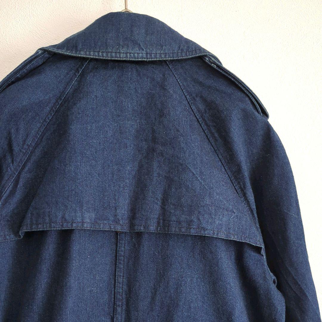 【ロックスペニー】国産レトロ古着70S　ヴィンテージ　デニムトレンチコート 　S
