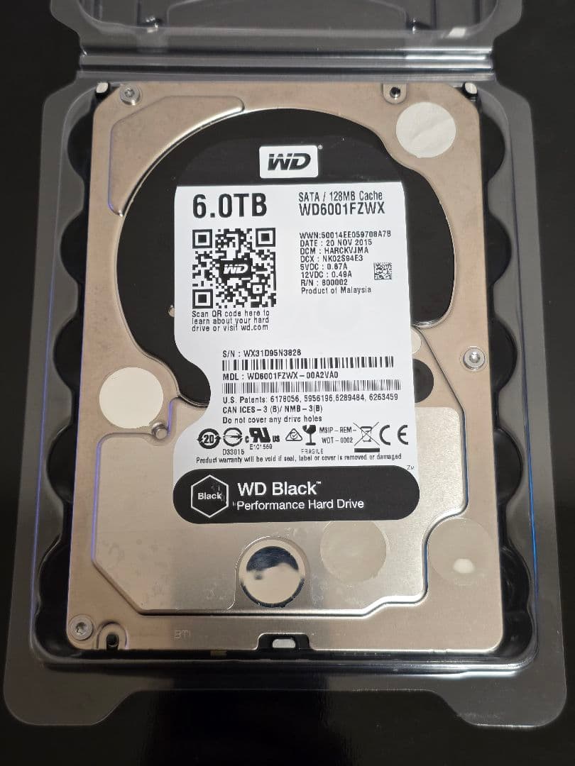 内蔵型ハードディスクドライブ HDD WD Black 6TB WD6001FZWX