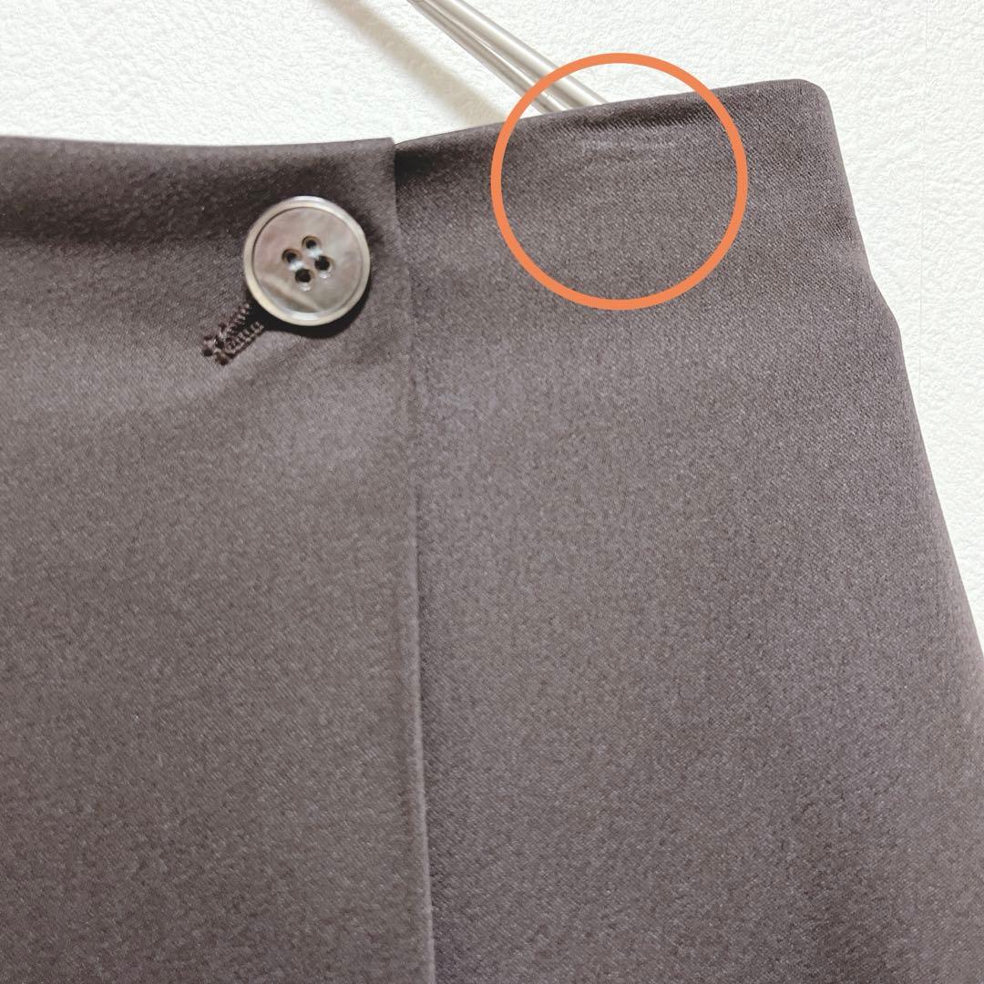 【ロペ】ダブルサテンタックミディフレアースカート/美品/ダークブラウン