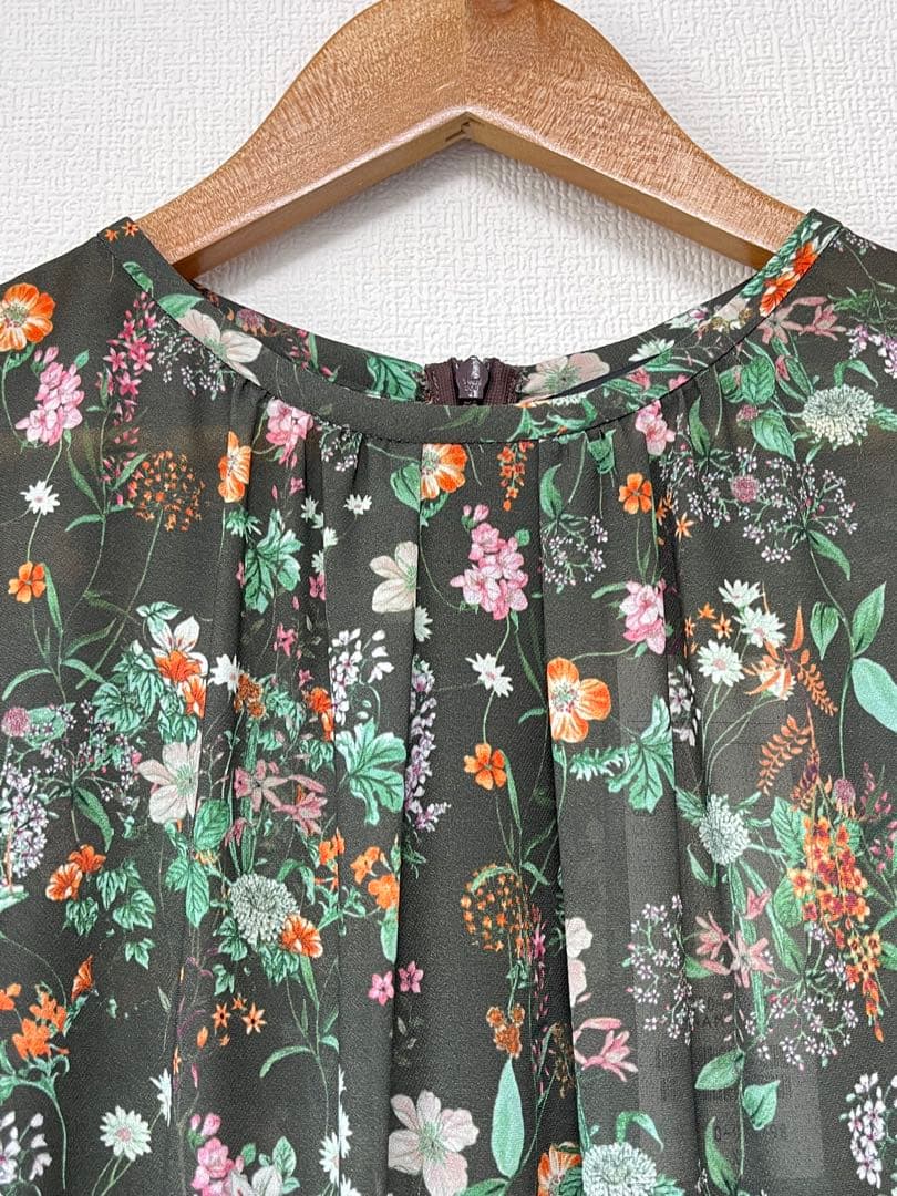 新品・42,900円☆トランスワーク/ フラワープリントワンピース ◎サイズ38