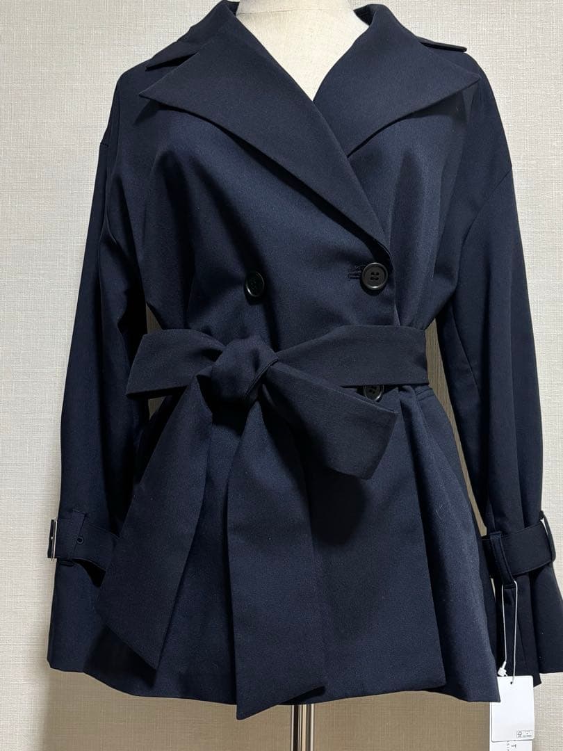 ミドル丈ストレッチコート ネイビー