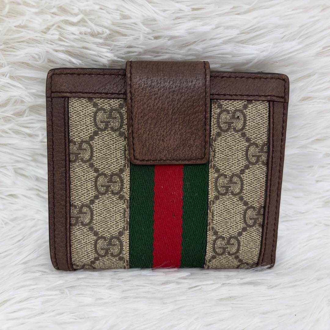 美品✨️グッチ 二つ折り財布 オフィディア シェリーライン GGスプリーム