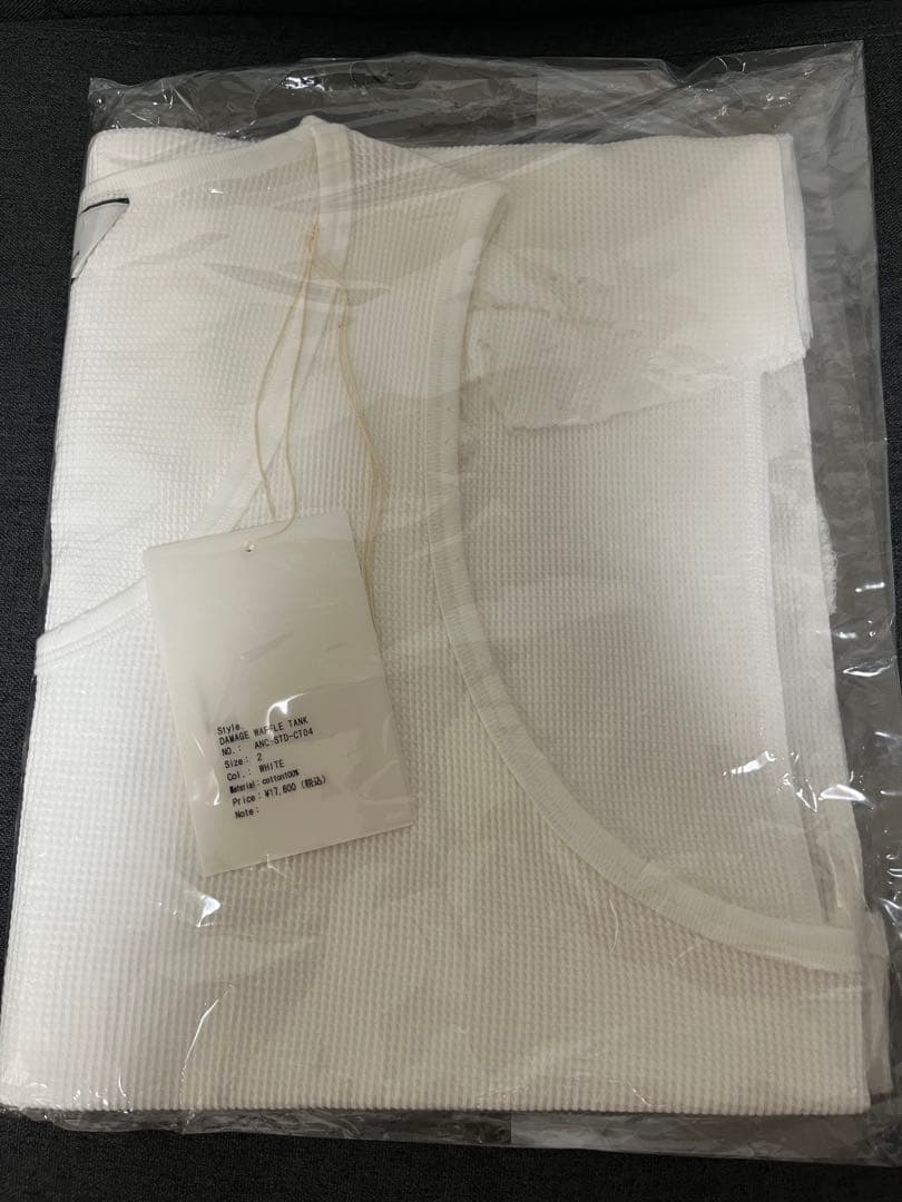 トップス ANCELLM DAMAGE WAFFLE TANK WHITE size 2
