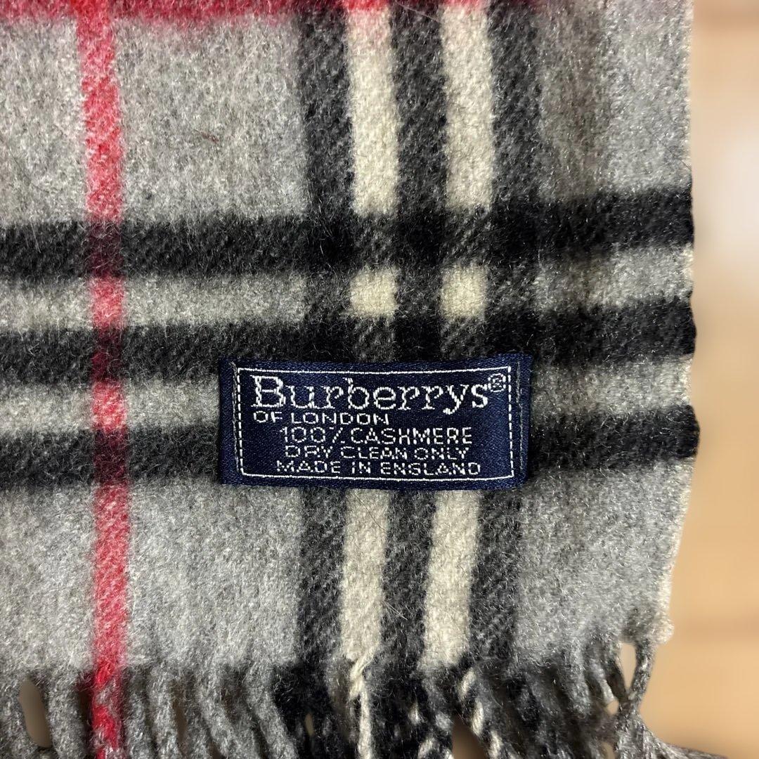 Burberrys 100% カシミヤ マフラー チェック柄 グレー