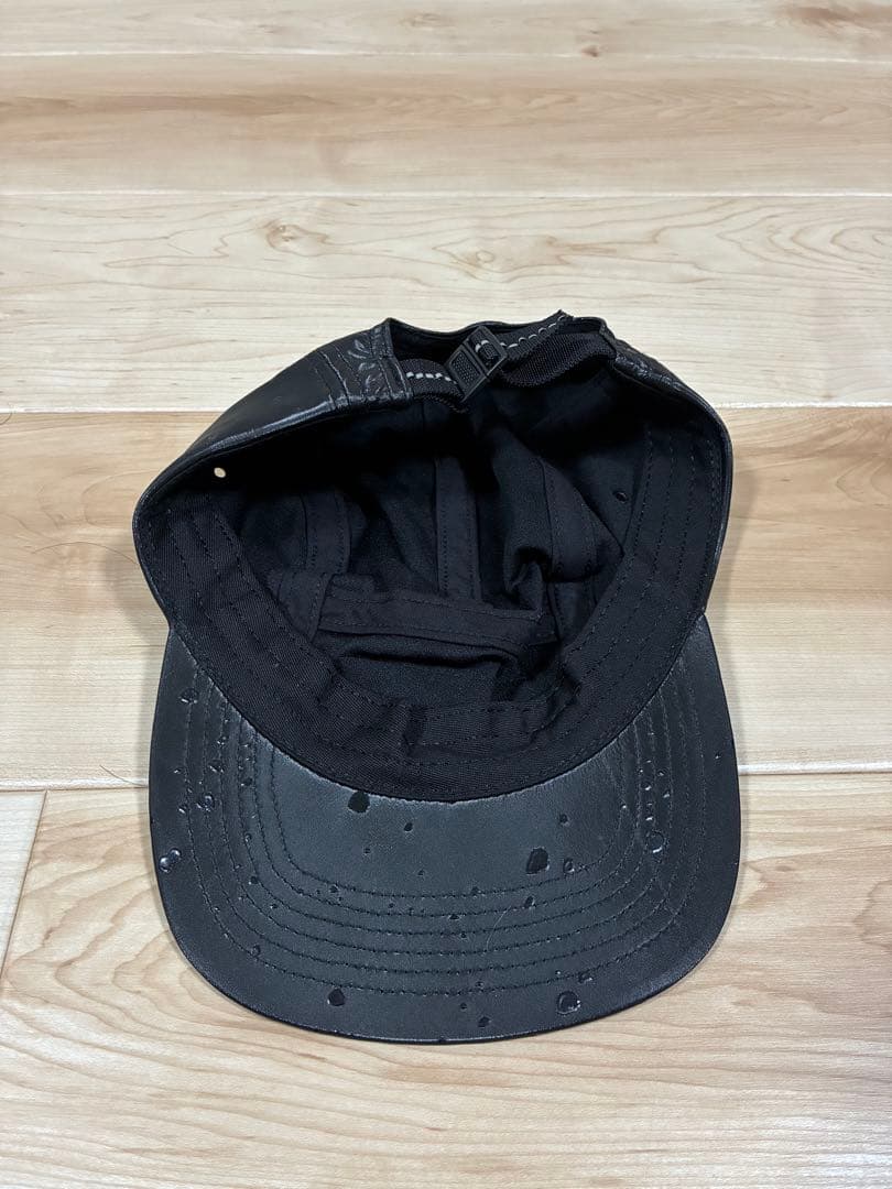 Supreme レザーキャンプキャップ ブラック ボックスロゴ 5パネルキャップ