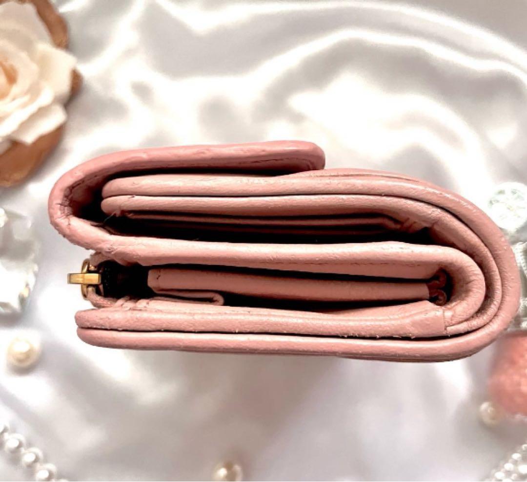 でら様miu miu ミュウミュウ 三つ折り財布 ♡ピンク マテラッセ最安値