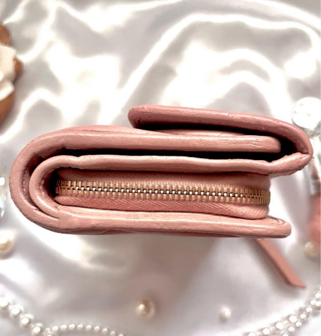でら様miu miu ミュウミュウ 三つ折り財布 ♡ピンク マテラッセ最安値