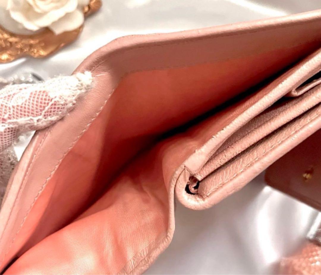 でら様miu miu ミュウミュウ 三つ折り財布 ♡ピンク マテラッセ最安値