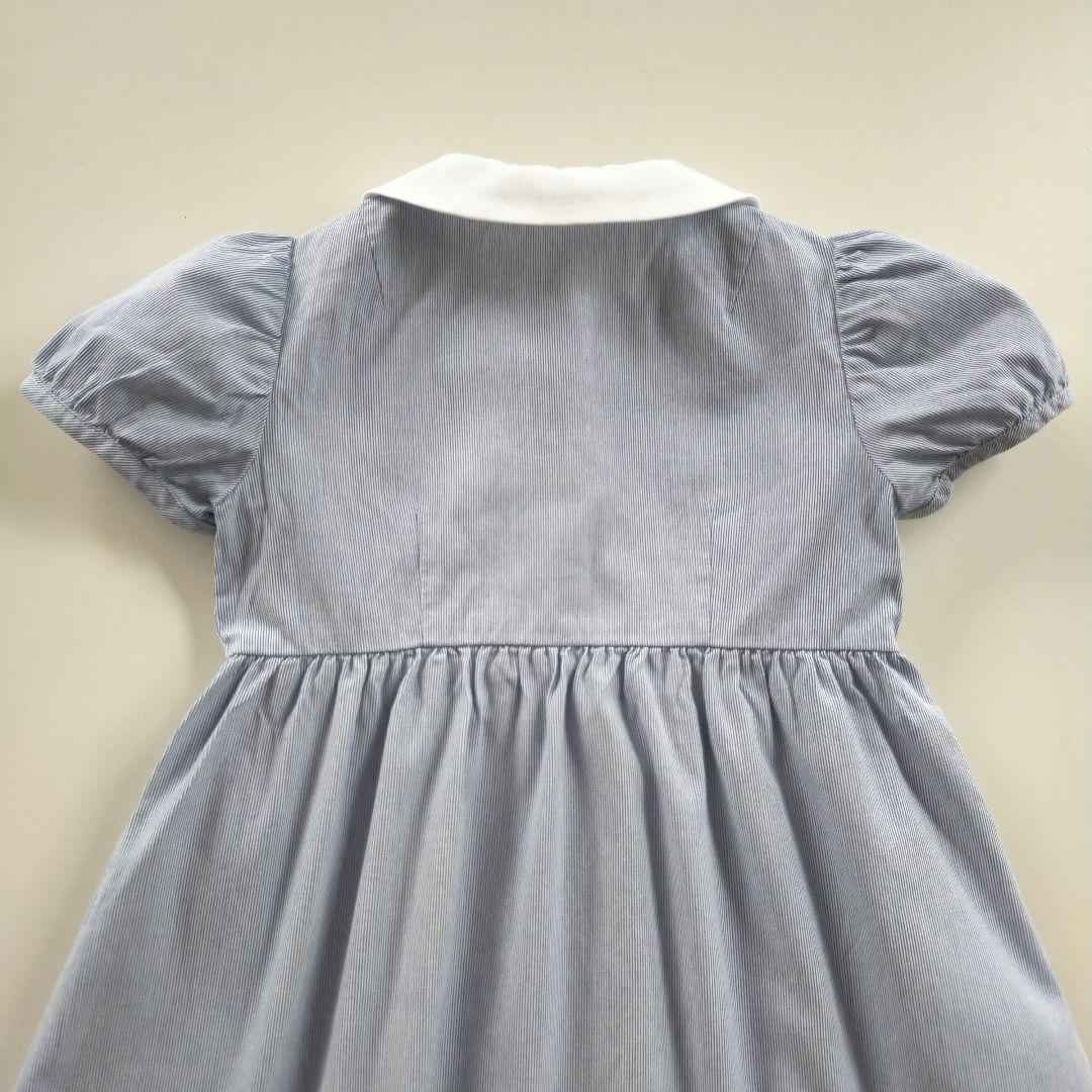 美品★現行品★90cm familiar 襟付きストライプ半袖ワンピース
