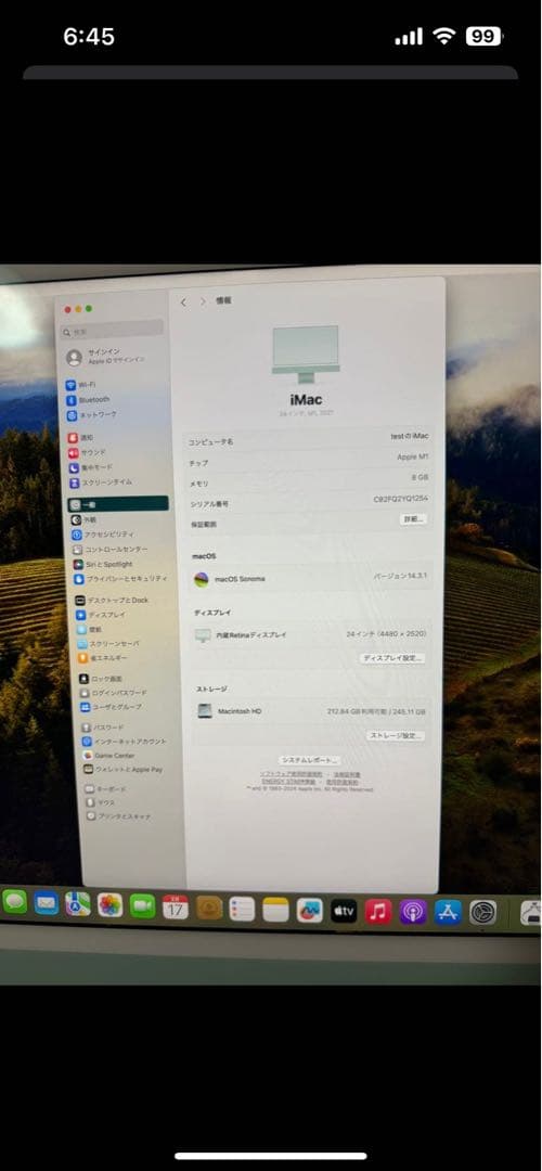 iMac 24インチ M1チップ 2021 グリーン