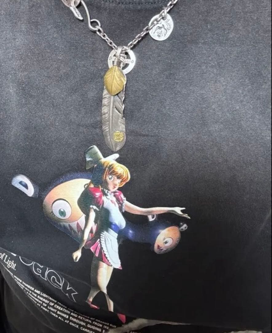着画goro's特大上金フェザーローズ唐草メタルマルカンチェーンイーグルフック