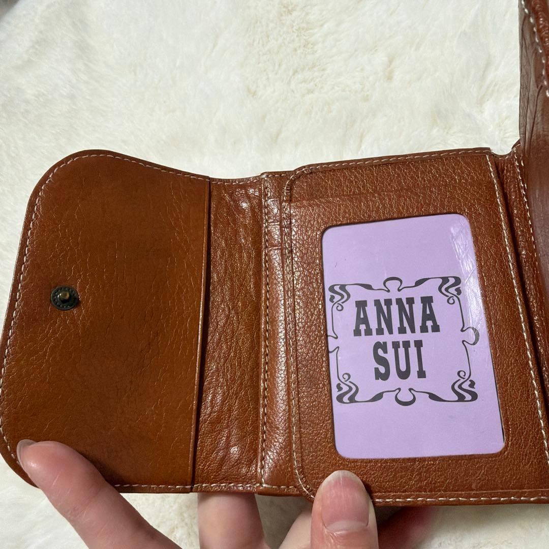 【極美品】 アナスイ ANNA SUI 牛革 折り畳み 財布 パスケース 口金