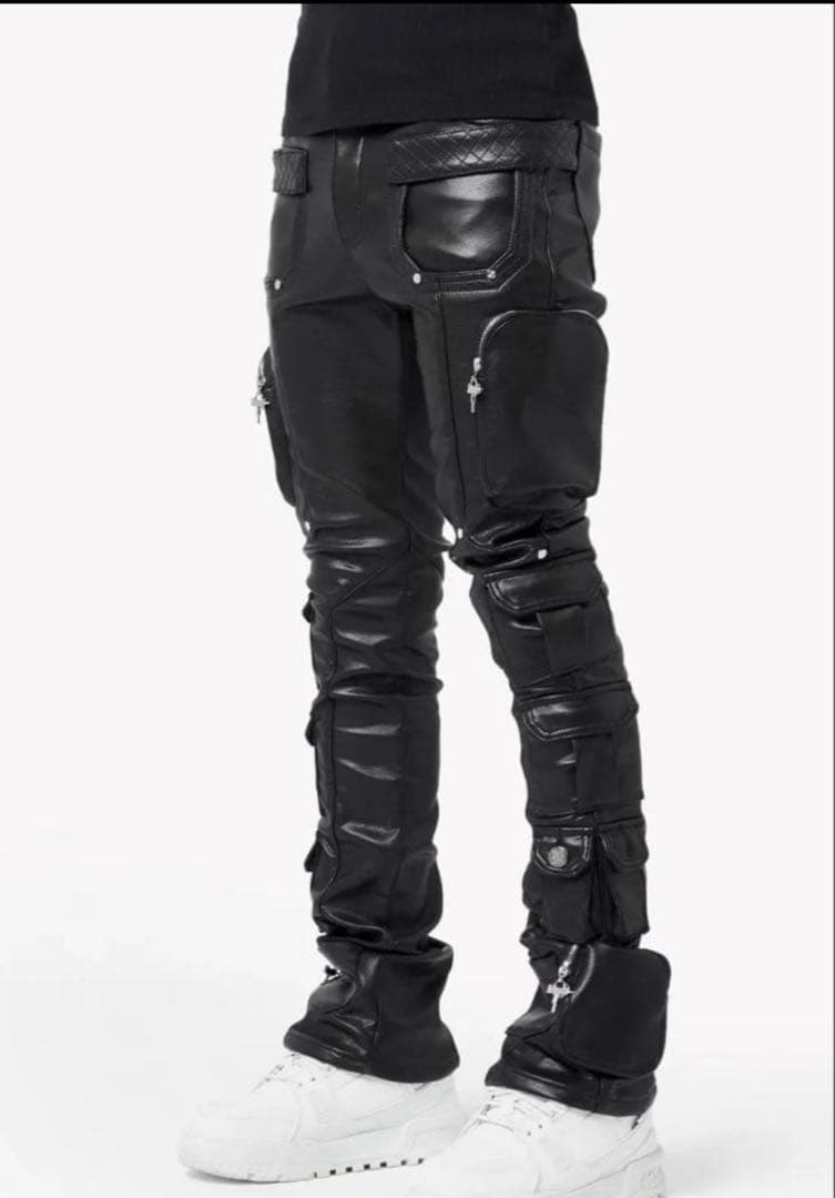 パンツ GUAPI Obsidian Cargo Leather Pants Black