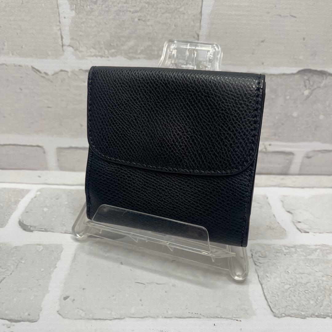 (美品)大人気、コーチ、折財布、オールレザー、シボ革、ダブルボタン、人気色、黒