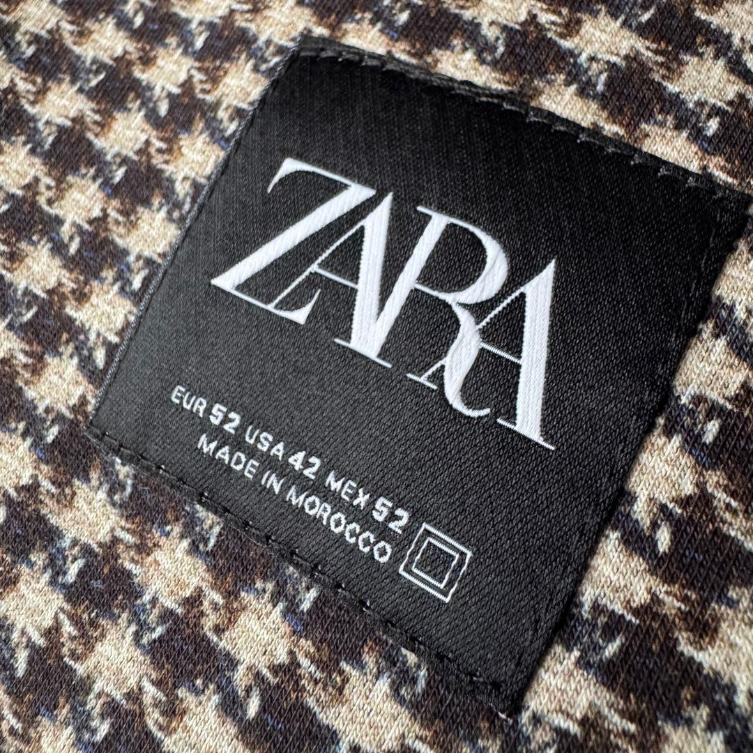 希少52サイズ ZARA ハウンドトゥース テーラードジャケット 千鳥格子 3L