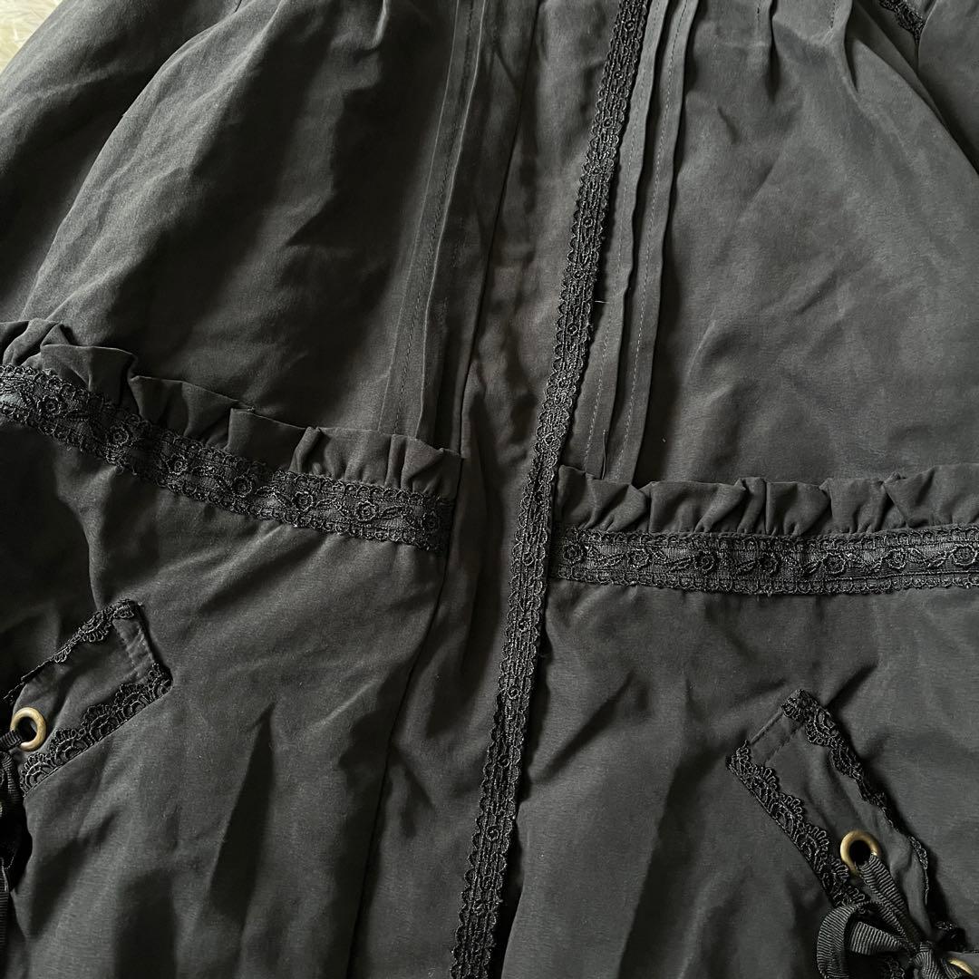 axes femme ファー付き モッズコート ブラック レース