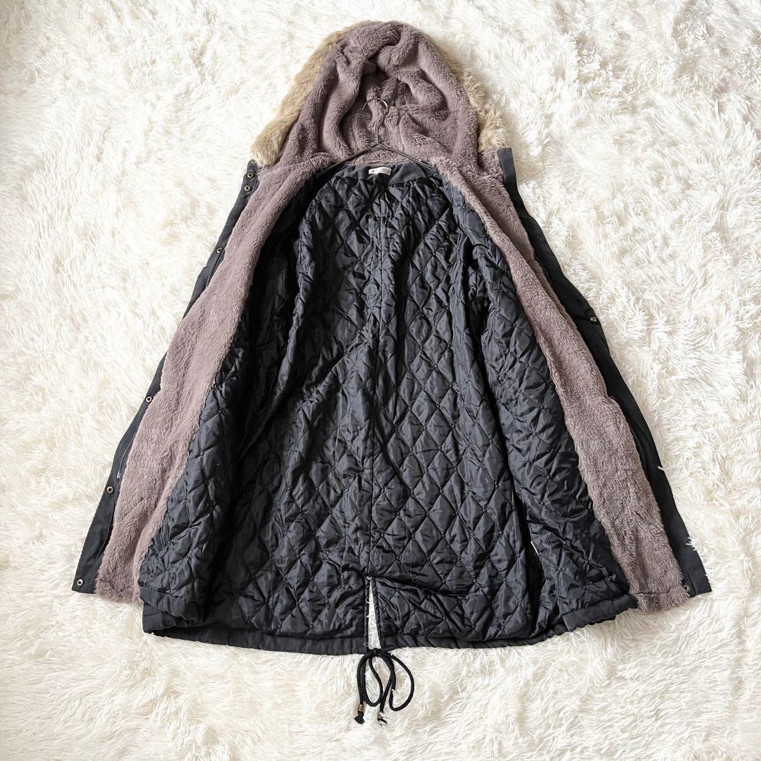 axes femme ファー付き モッズコート ブラック レース