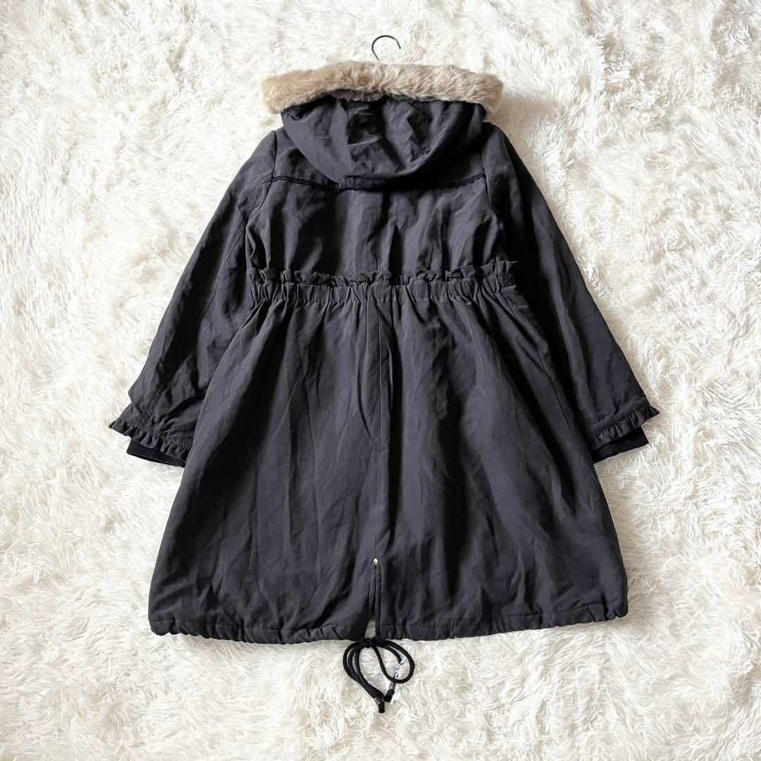 axes femme ファー付き モッズコート ブラック レース