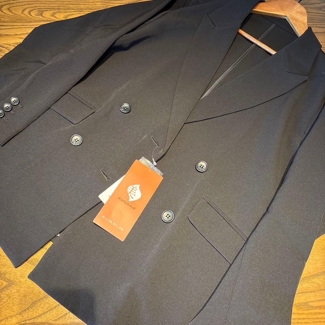 新品未使用 グローバルワーク ウツクシルエットWクロス ダブルジャケット L黒