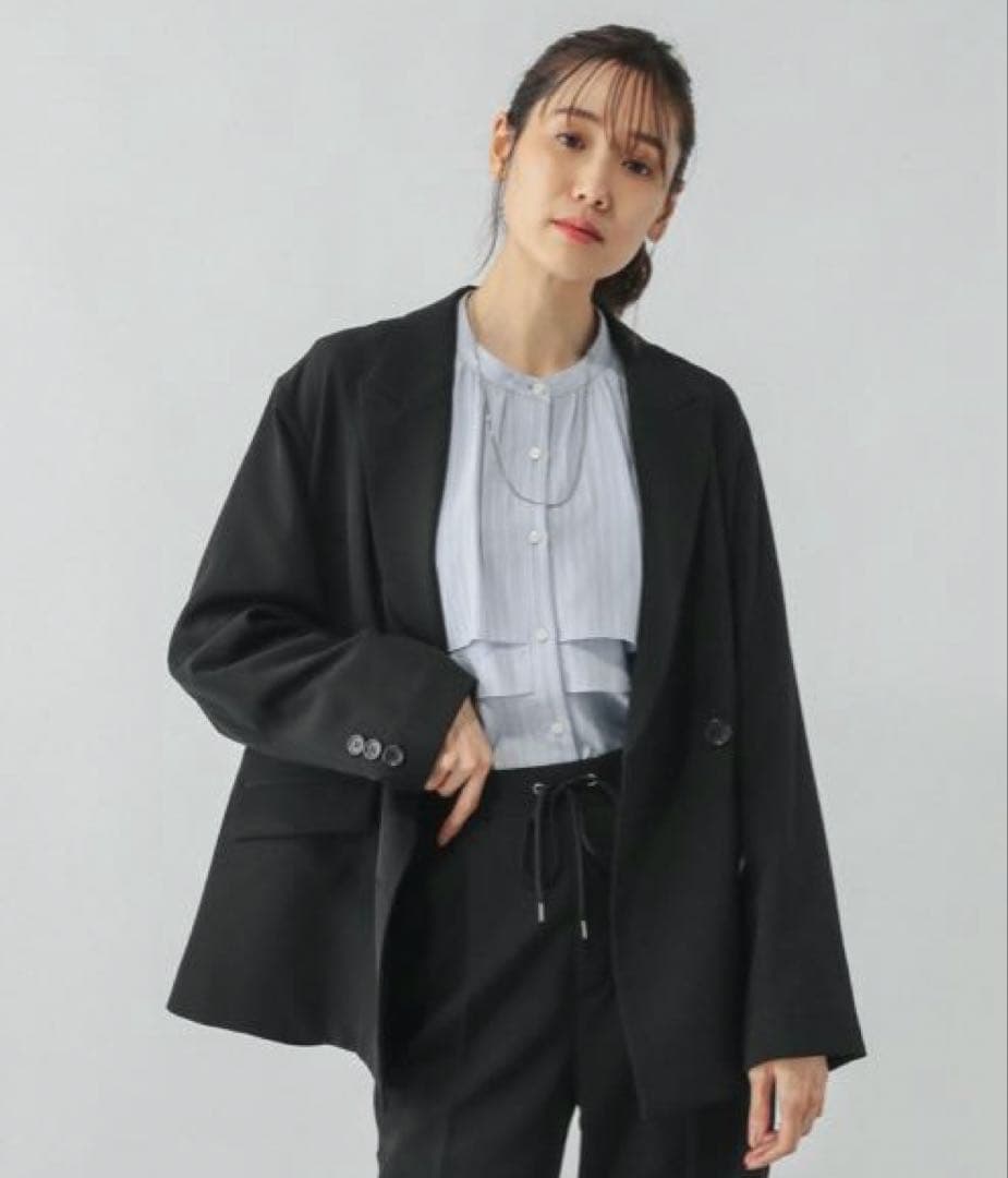 新品未使用 グローバルワーク ウツクシルエットWクロス ダブルジャケット L黒