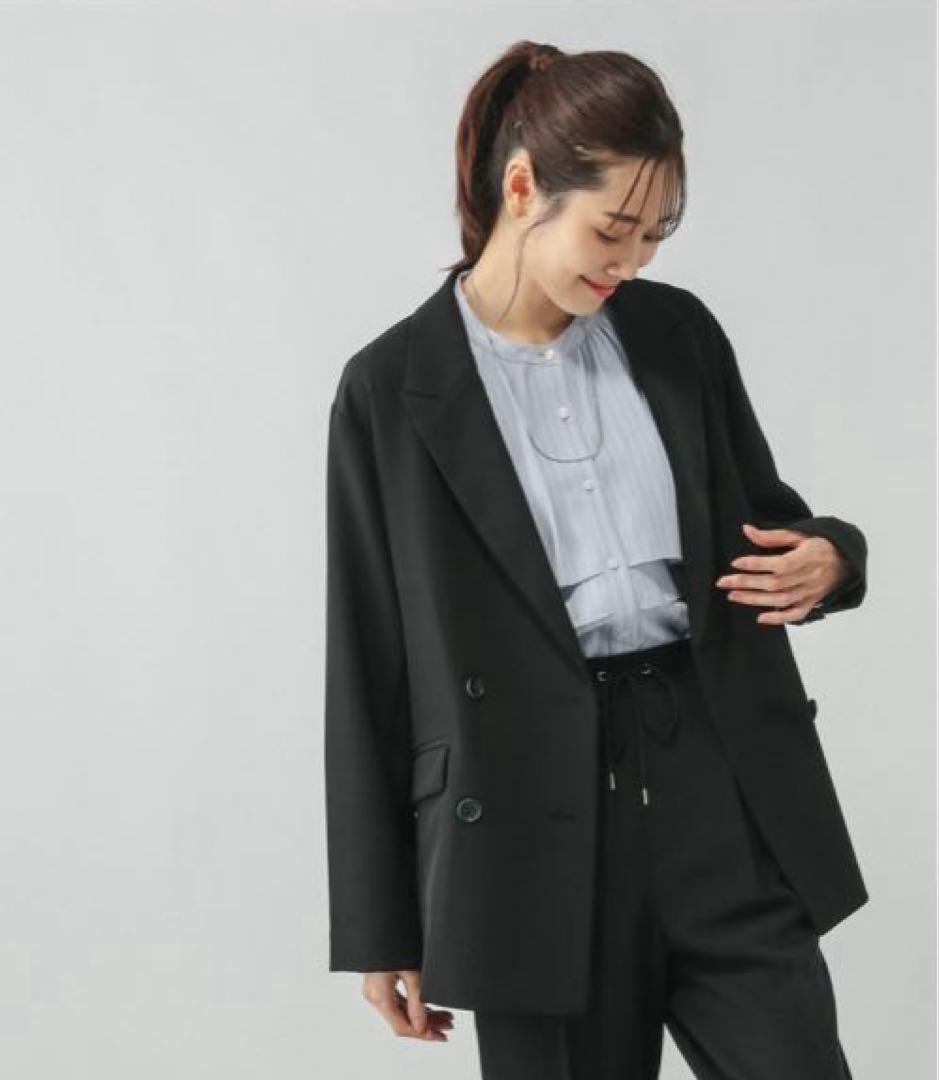 新品未使用 グローバルワーク ウツクシルエットWクロス ダブルジャケット L黒