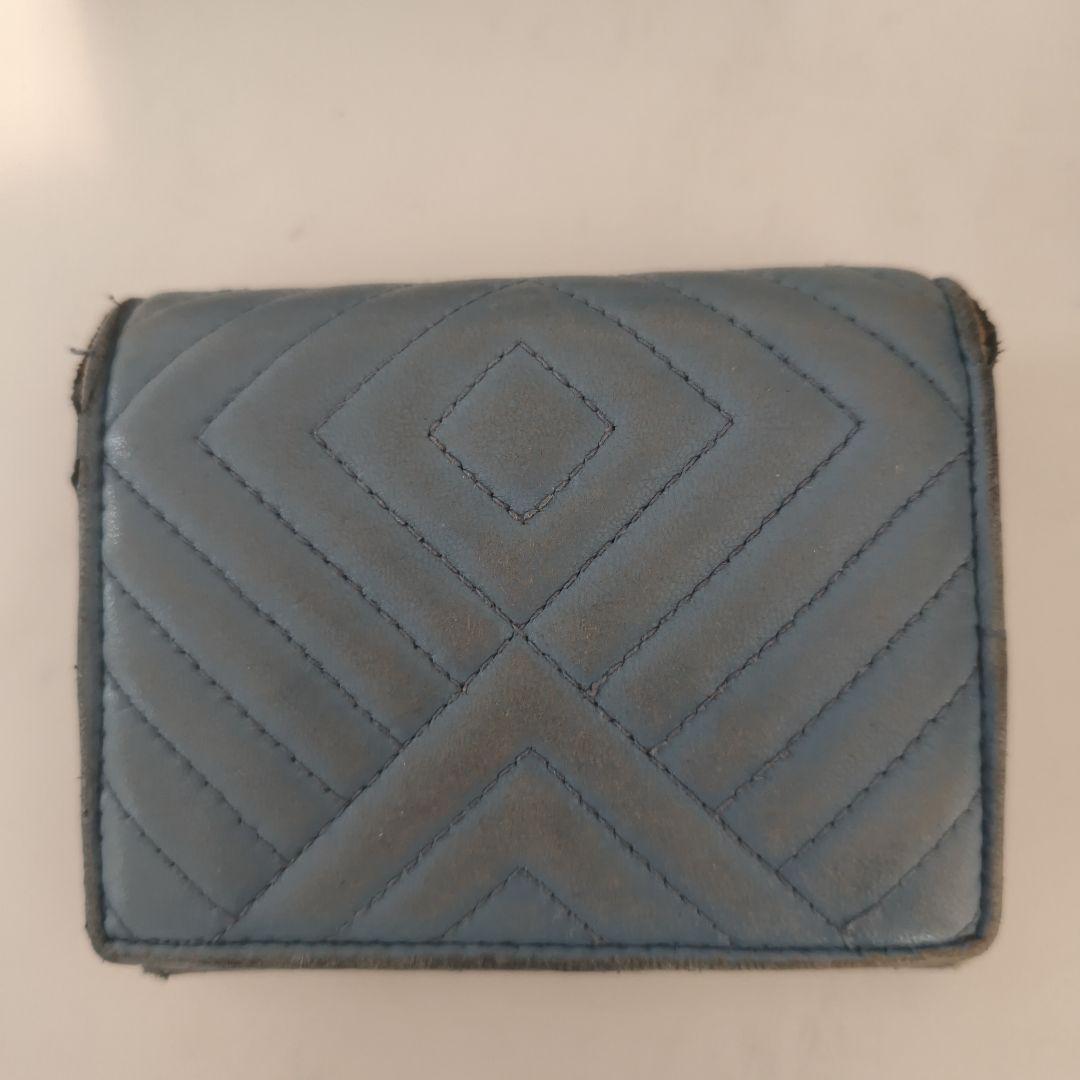 プラダ　財布　キルティング　ブルー　折財布