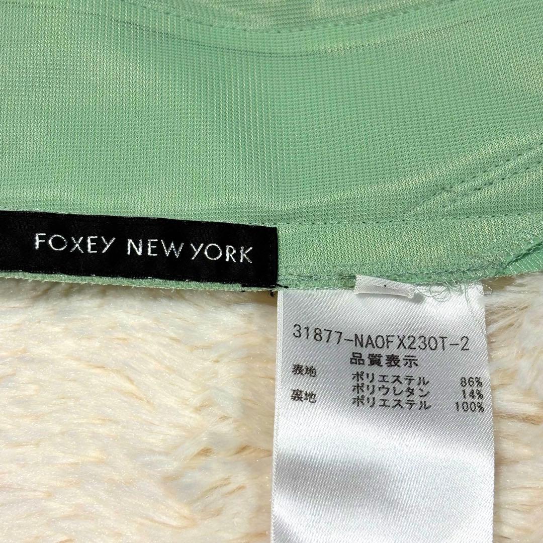 美品 FOXEY フォクシー ノースリーブワンピース ミントグリーン
