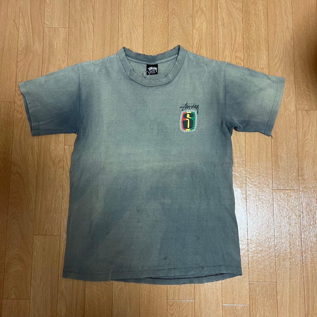 old stussy ヴィンテージ 80s 黒タグ ラスタＴシャツ 鬼フェード
