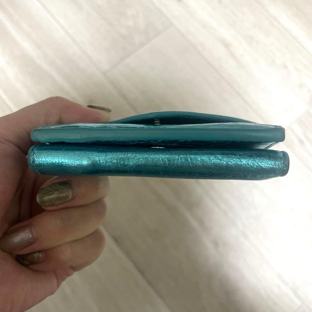 箱付 BALENCIAGA ペーパー ミニウォレット 三つ折り財布 レザー