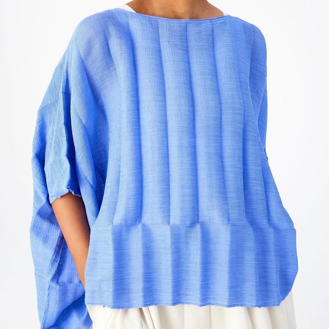 me ISSEY MIYAKE シースルークレープ　カーディガン　薄パープル