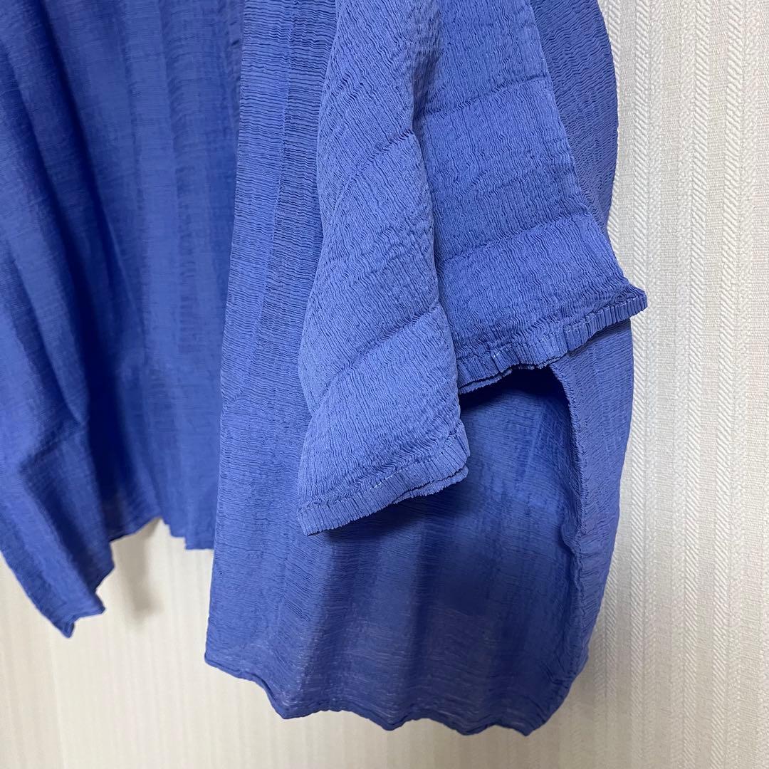 me ISSEY MIYAKE シースルークレープ　カーディガン　薄パープル