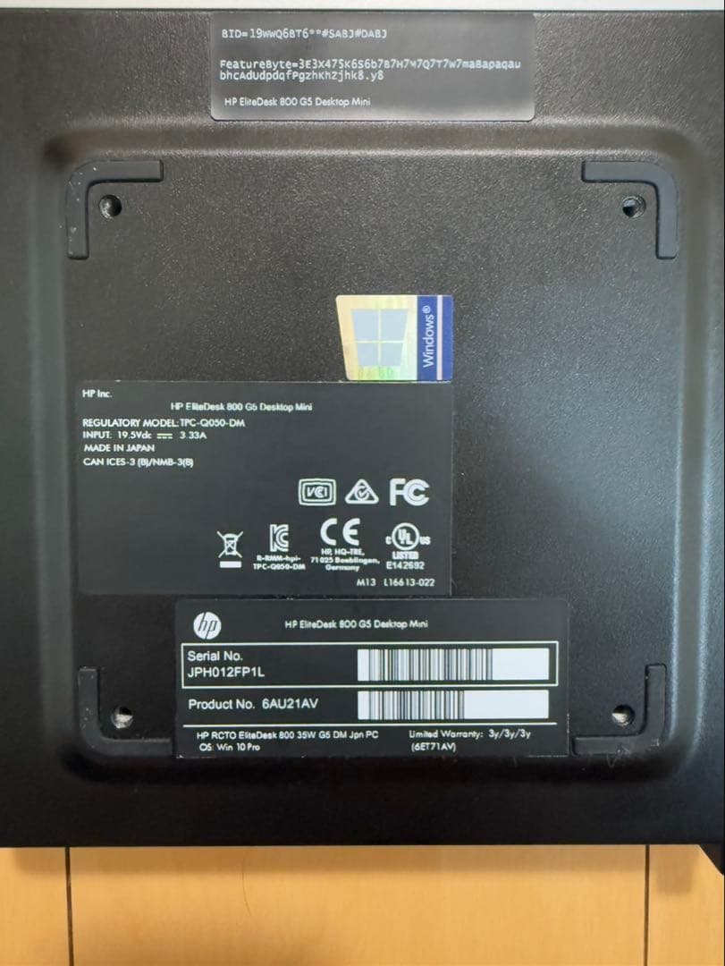 ミニPC HP EliteDesk 800 G5 / Elite Mini 800 G9