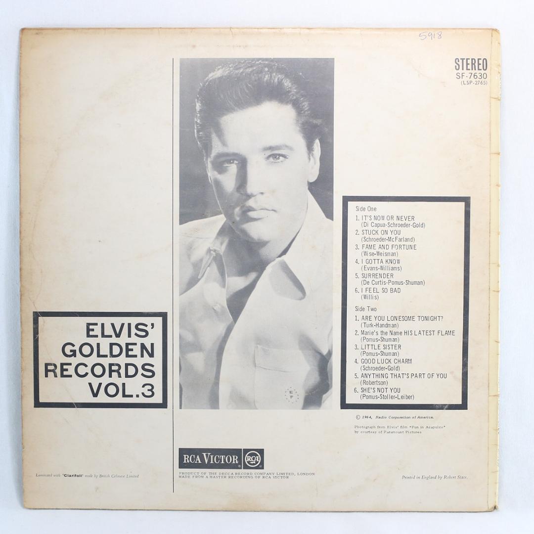 英LP Elvis Presley Golden Records Volume3