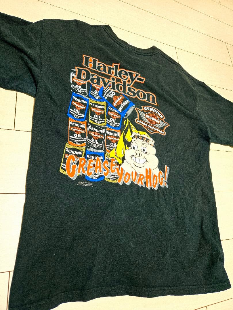 ヴィンテージ　Harley-Davidson Hog ハーレー　オイルTシャツ