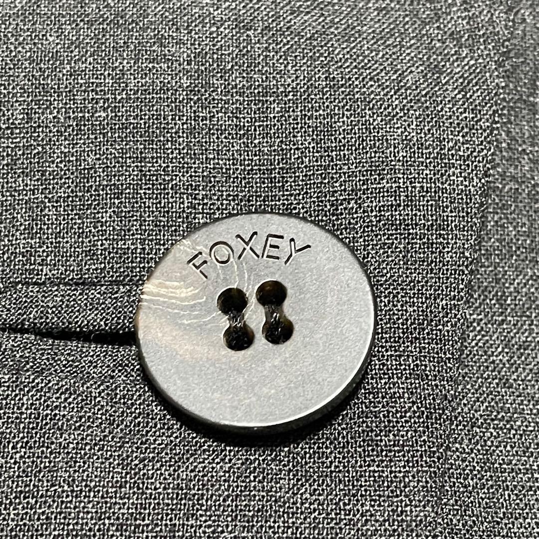 フォクシー　FOXY （38） テーラードジャケット　シングル　花柄刺繍　グレー