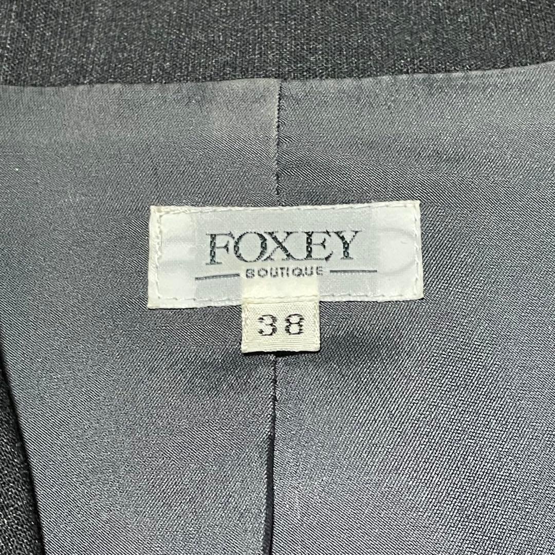 フォクシー　FOXY （38） テーラードジャケット　シングル　花柄刺繍　グレー