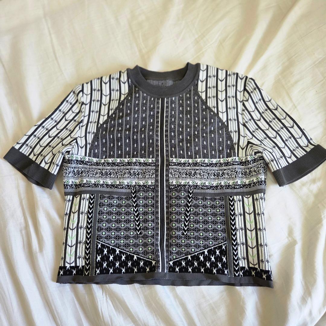 トップス Geometric Pattern Knitted Top