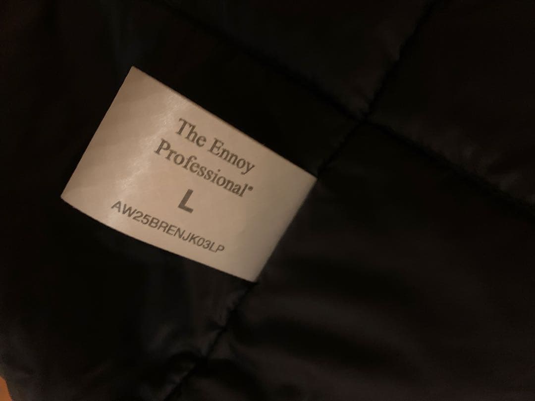 ENNOY PADDED NYLON HOODIE 黒　Lサイズ　袋付き