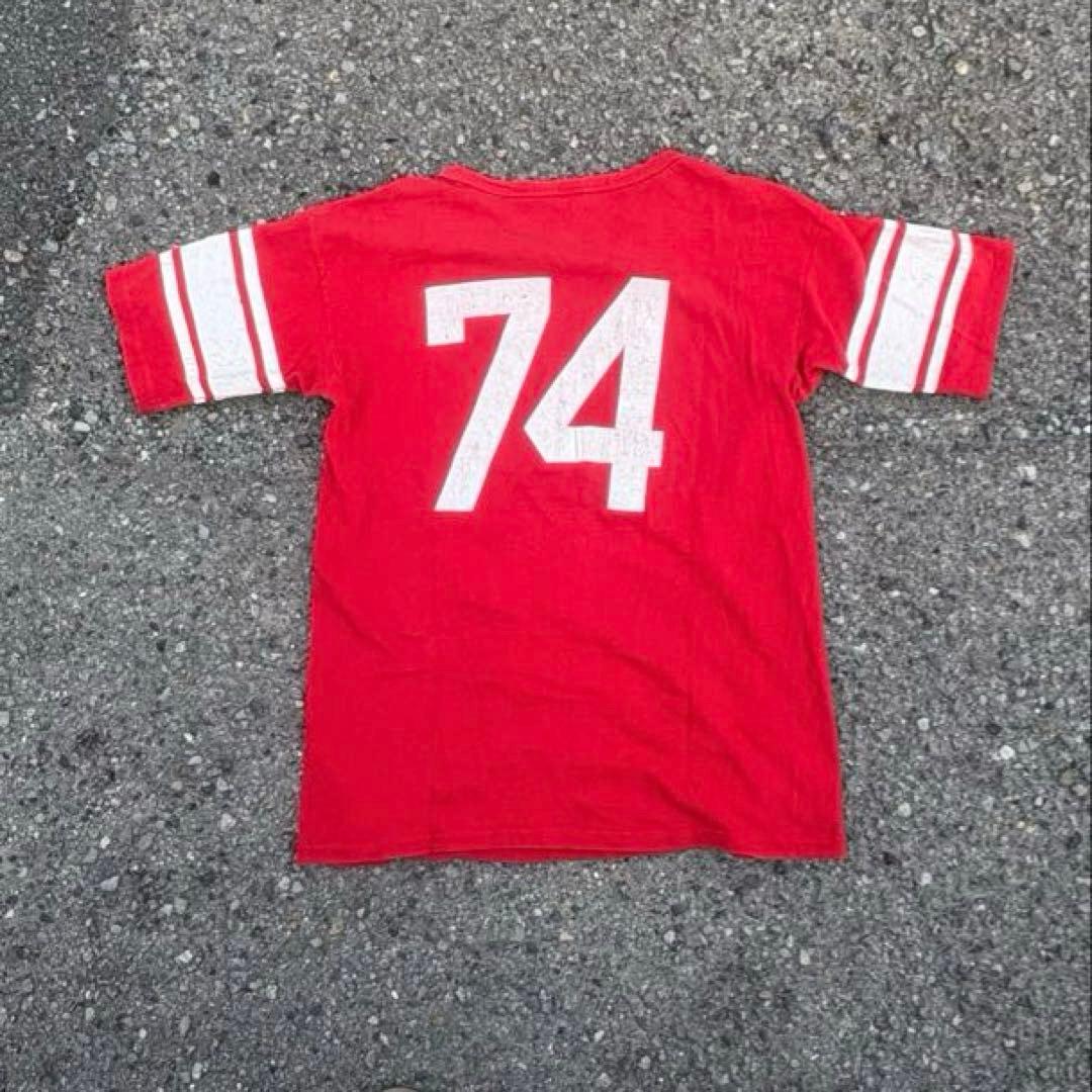茶*様 70's champion 赤 レッド　INDIANA フットボールTシ